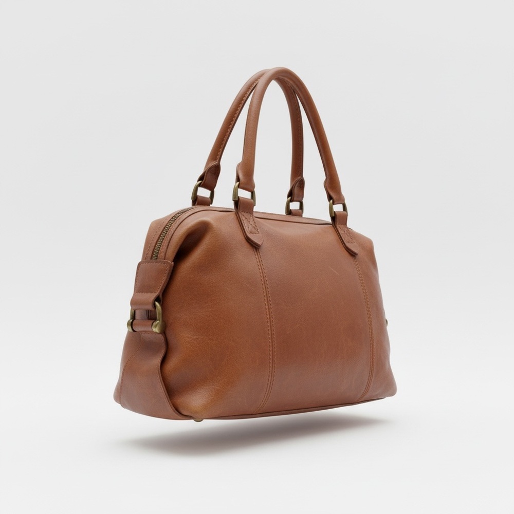 Madewell • Brown Leather Satchel Handbag - Picture 2 of 12